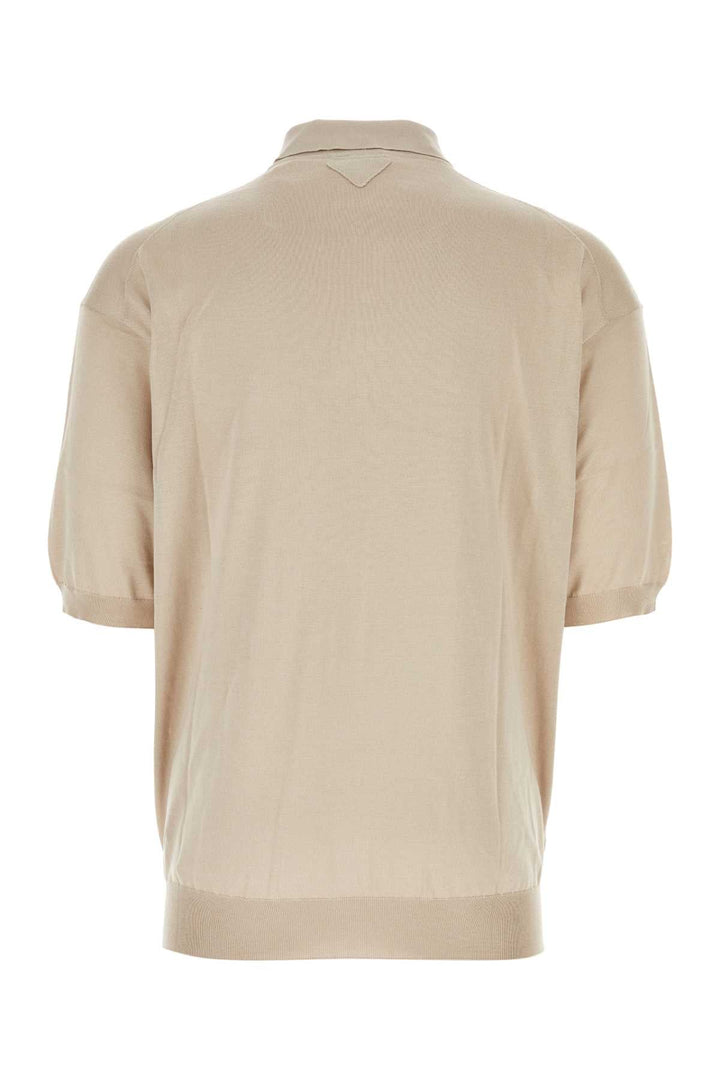Prada Men Sand Silk Polo Shirt