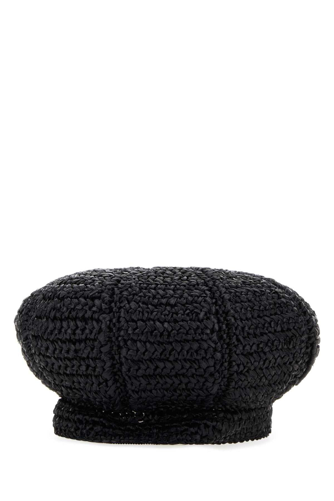 Prada Women Black Rafia Baker Boy Hat