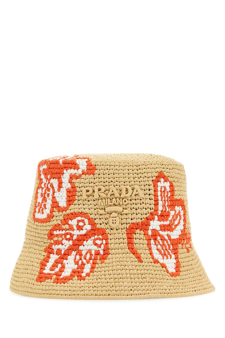 Prada Women Raffia Bucket Hat