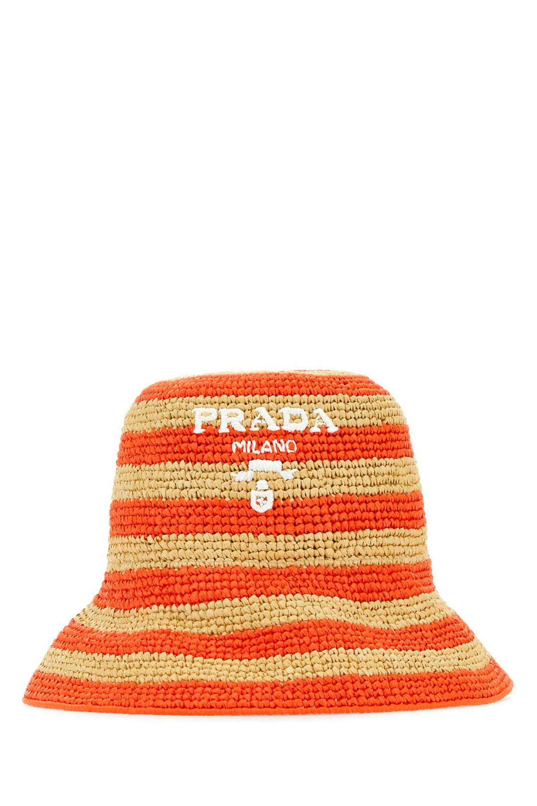 Prada Women Embroidered Raffia Bucket Hat
