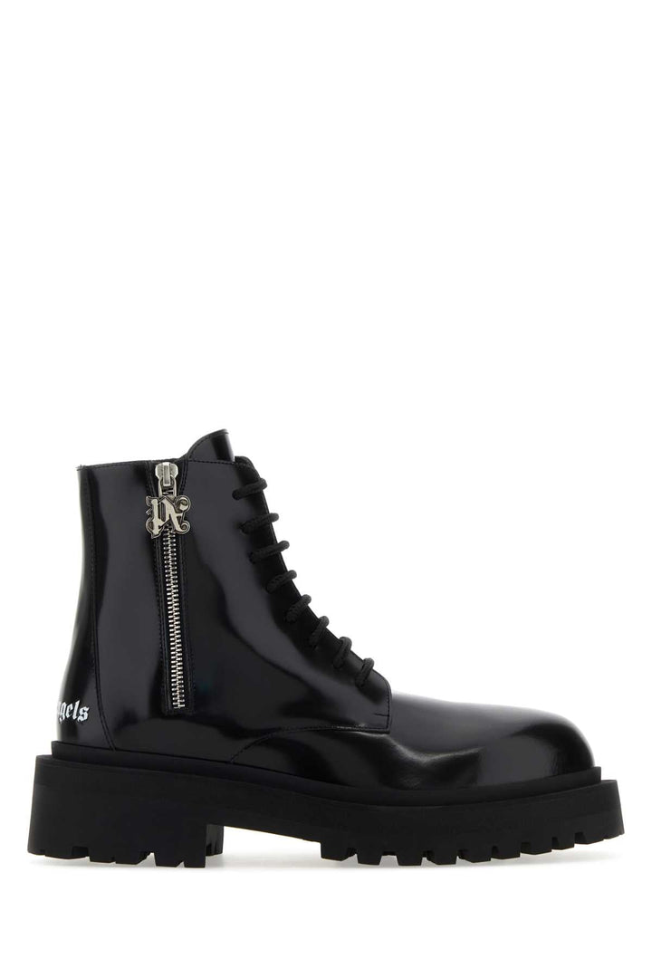 Palm Angels Women Black Leather Ankle Boots