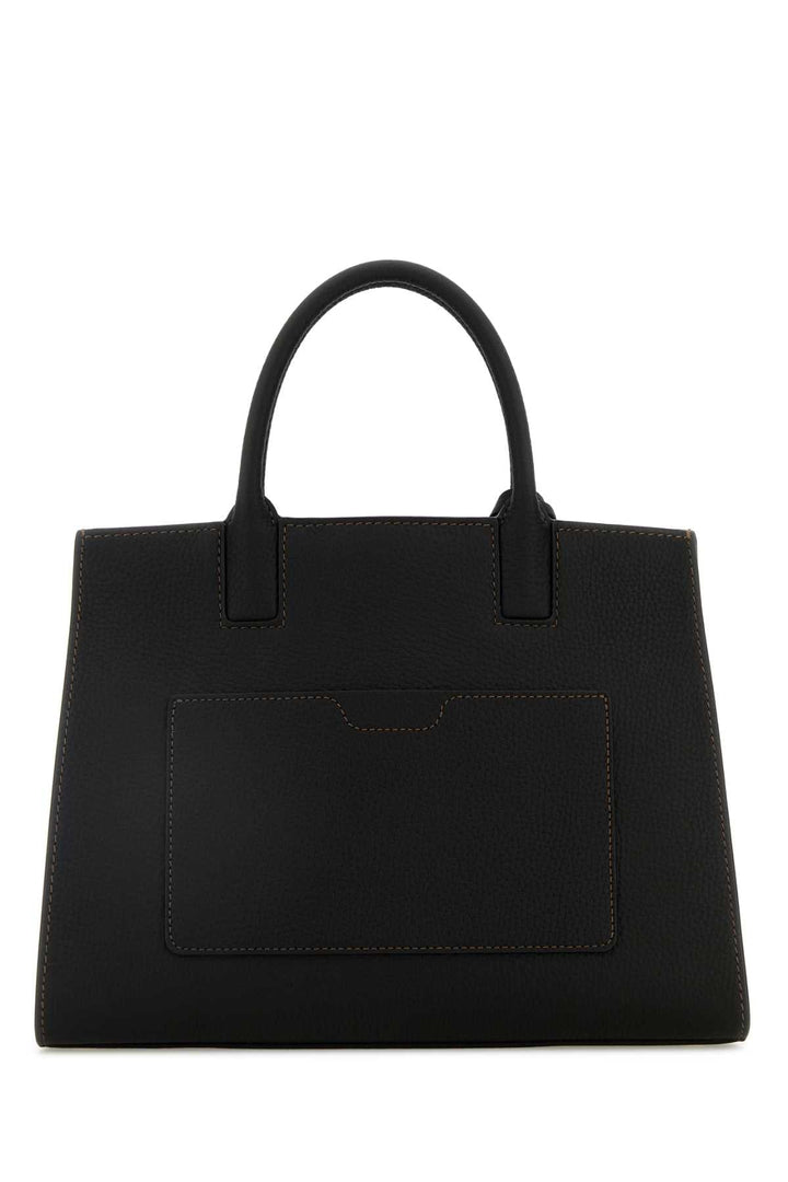 Burberry Women Black Leather Shopping Bag