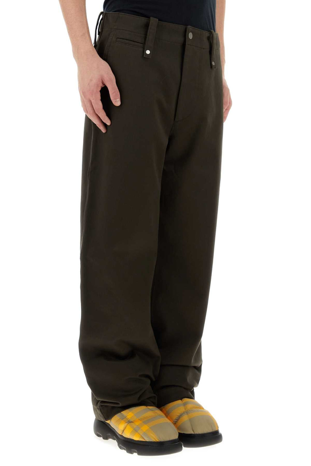 Burberry Men Chocolate Cotton Wide-Leg Pant