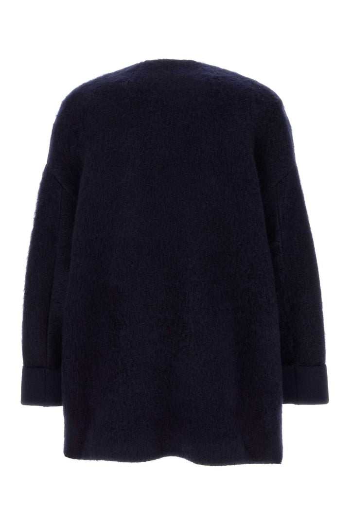 Bottega Veneta Men Navy Blue Stretch Wool Blend Cardigan