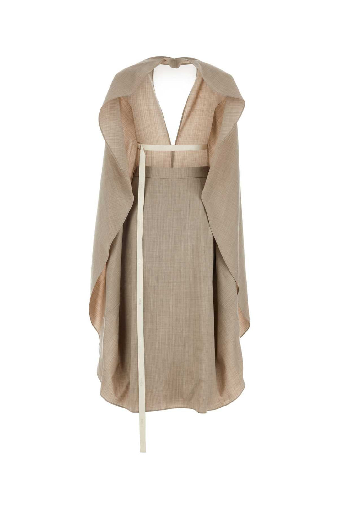 Fendi Women Cappuccino Flannel Dress