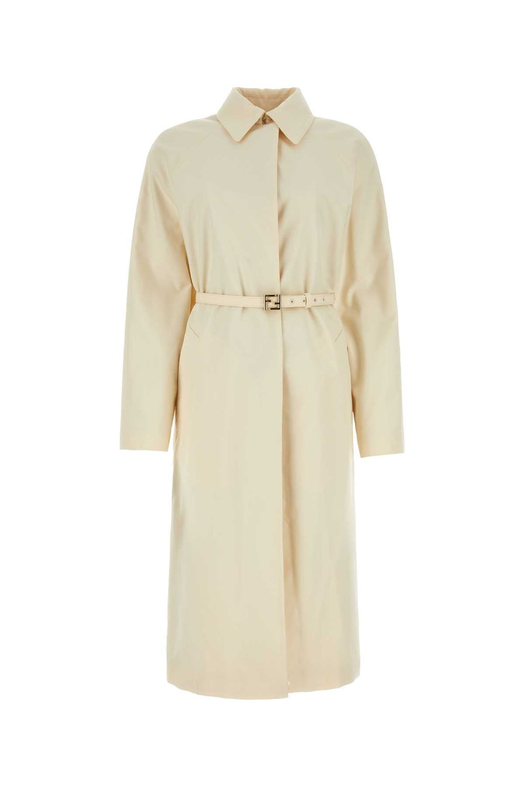 Fendi Women Ivory Polyester Blend Overcoat