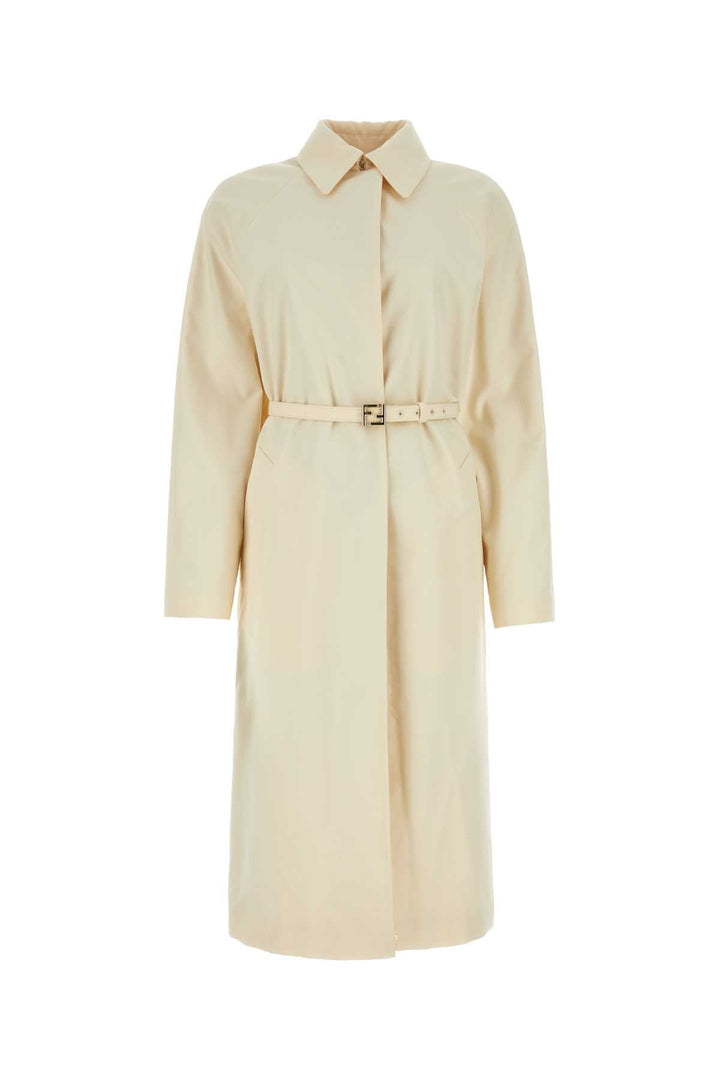 Fendi Women Ivory Polyester Blend Overcoat