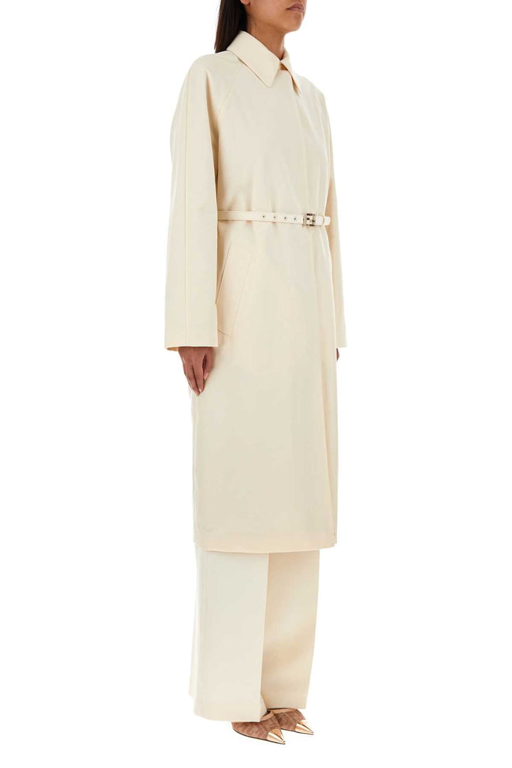 Fendi Women Ivory Polyester Blend Overcoat