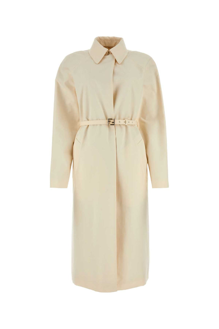 Fendi Women Ivory Polyester Blend Overcoat