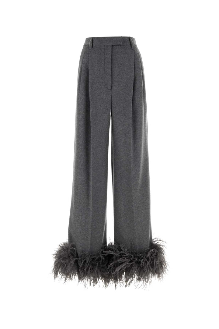 Prada Women Grey Cashmere Wide-Leg Pant