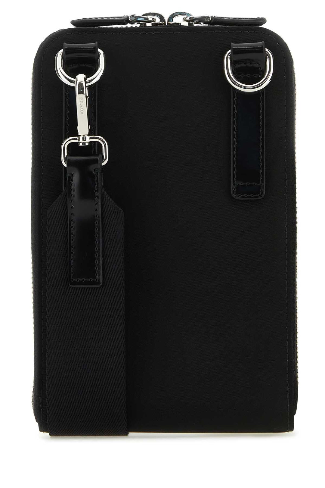 Prada Men Black Nylon And Leather Phone Case