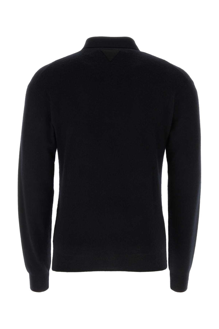 Prada Men Black Cashmere Blend Polo Shirt