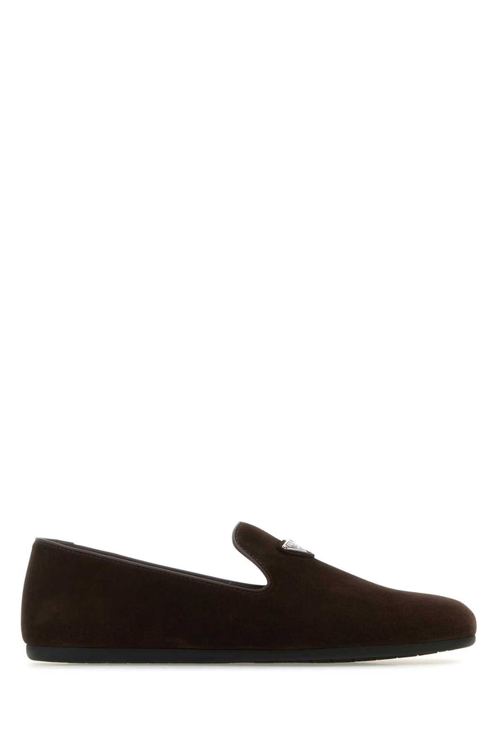 Prada Men Dark Brown Suede Loafers