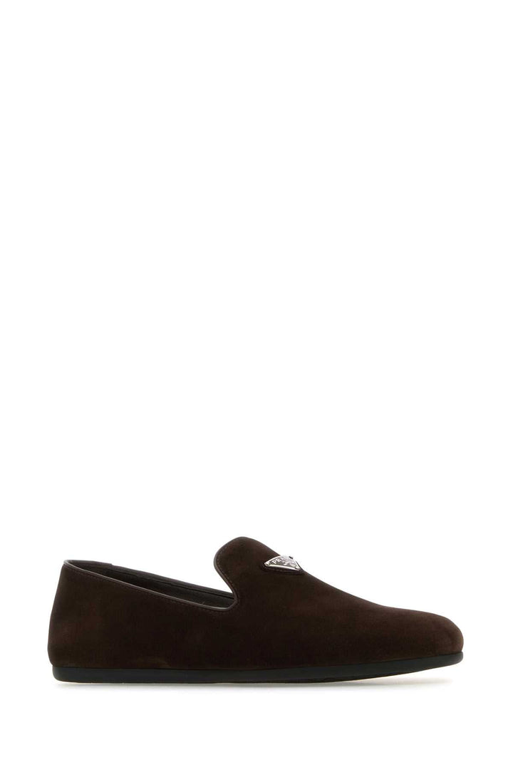 Prada Men Dark Brown Suede Loafers