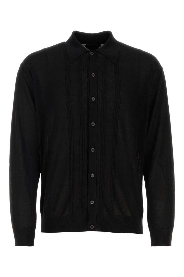 Prada Men Black Silk Cardigan