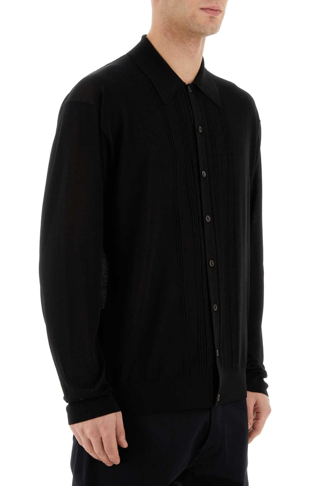 Prada Men Black Silk Cardigan