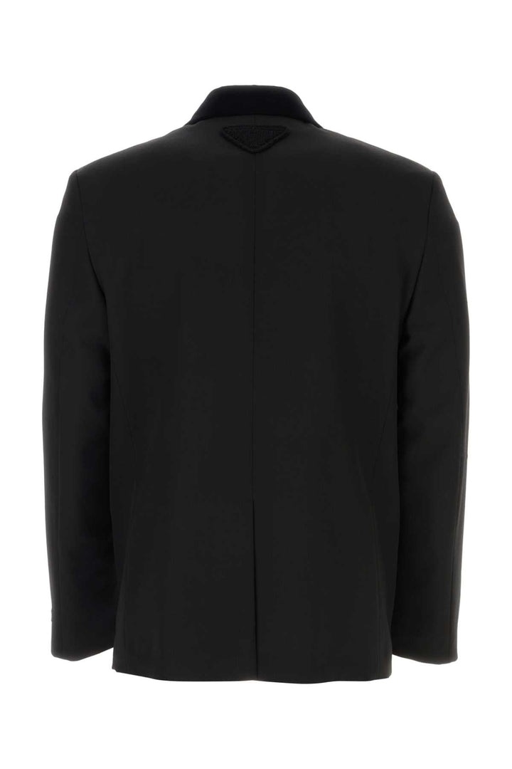Prada Men's Black Wool Double-Breasted Blazer