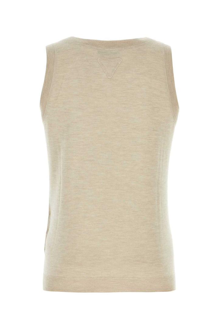 Prada Men Melange Sand Cashmere Tank Top