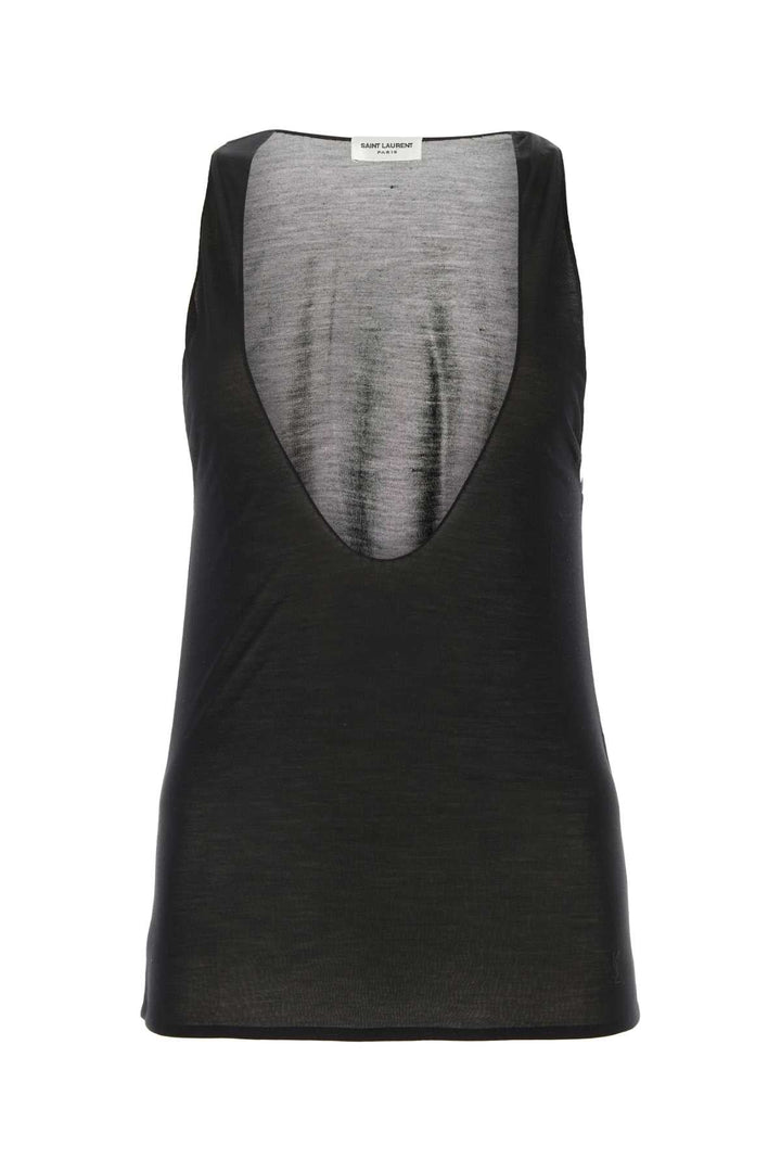 Saint Laurent Women Black Silk Tank-Top
