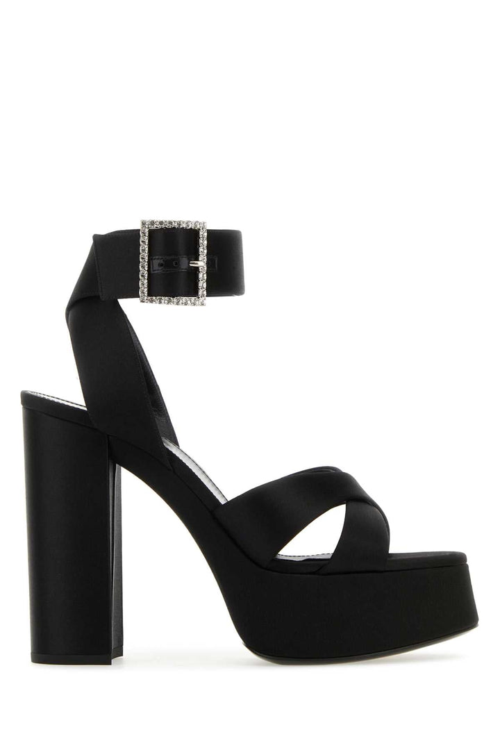 Saint Laurent Women Black Satin Bianca Sandals