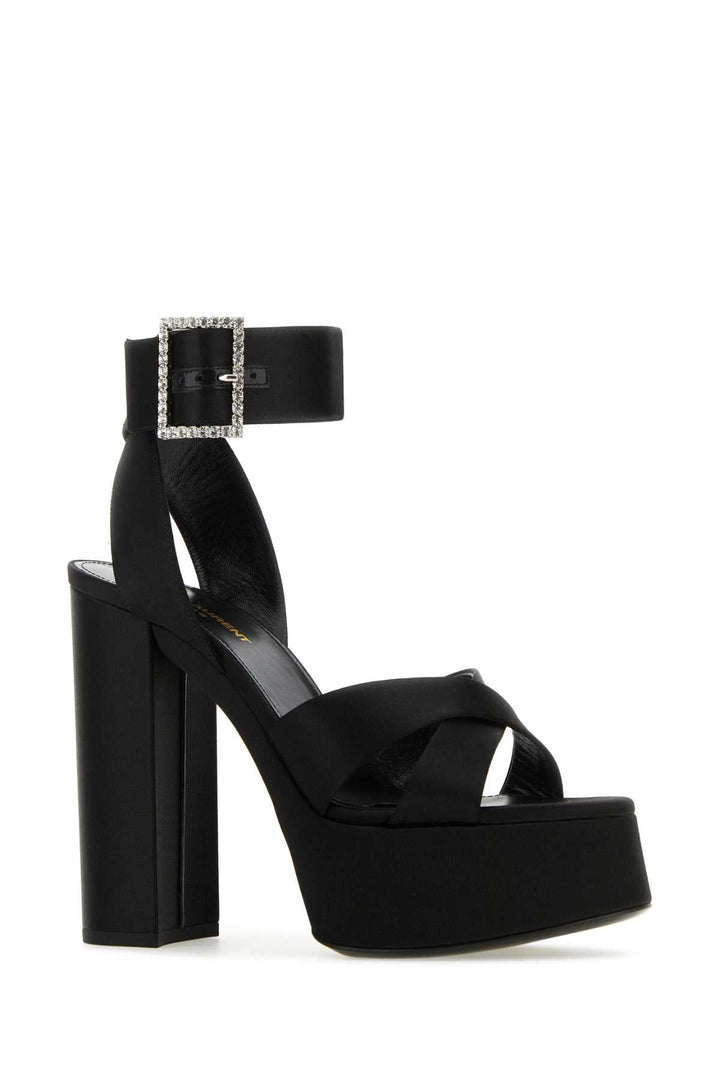 Saint Laurent Women Black Satin Bianca Sandals