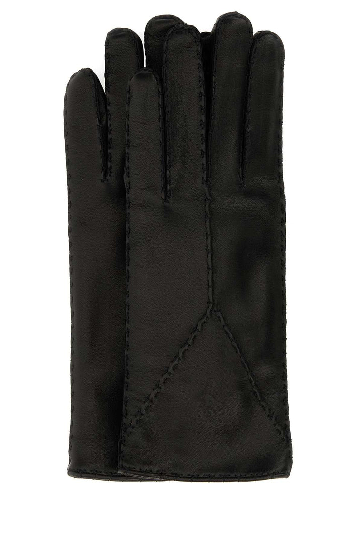 Saint Laurent Women Black Leather Gloves
