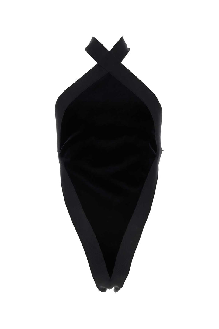 Saint Laurent Women Black Velvet Bodysuit
