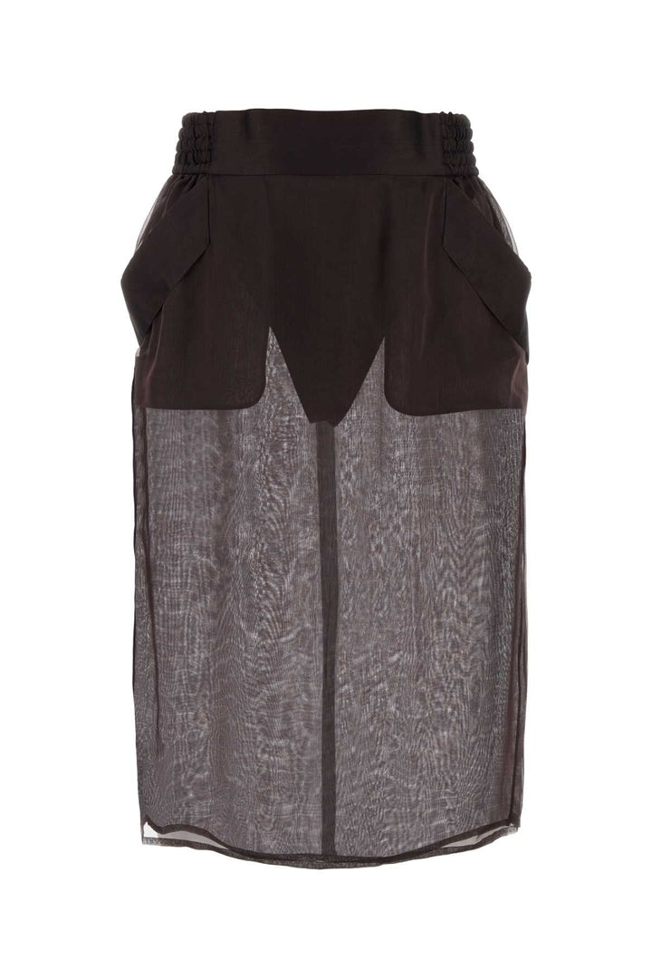 Saint Laurent Women Brown Silk Skirt