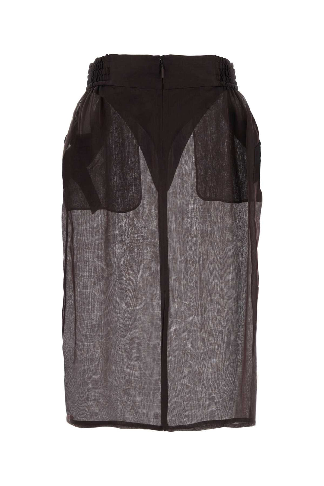 Saint Laurent Women Brown Silk Skirt