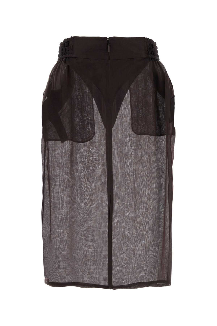 Saint Laurent Women Brown Silk Skirt