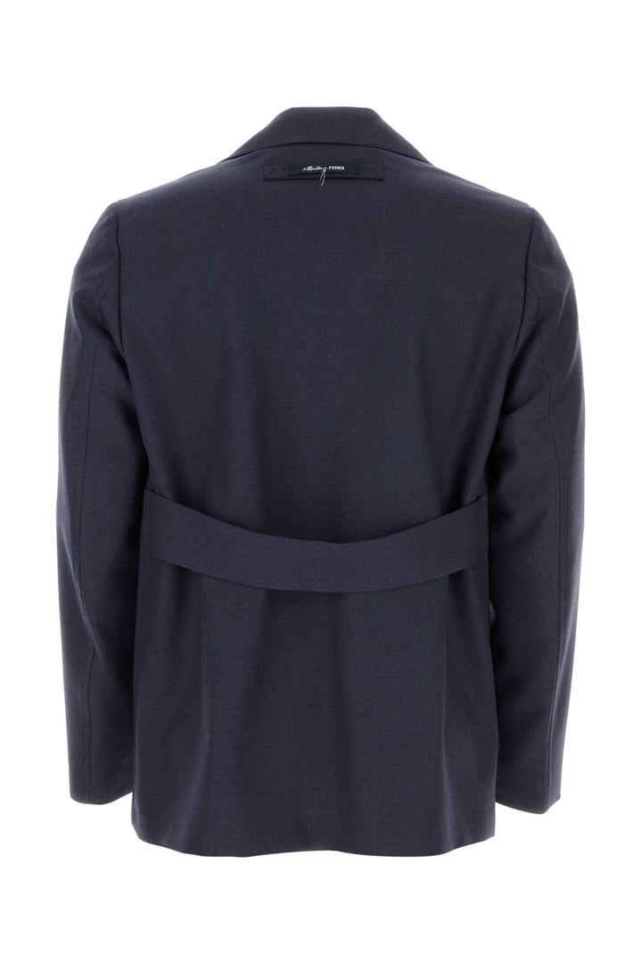 Fendi Men Blue Wool Blazer