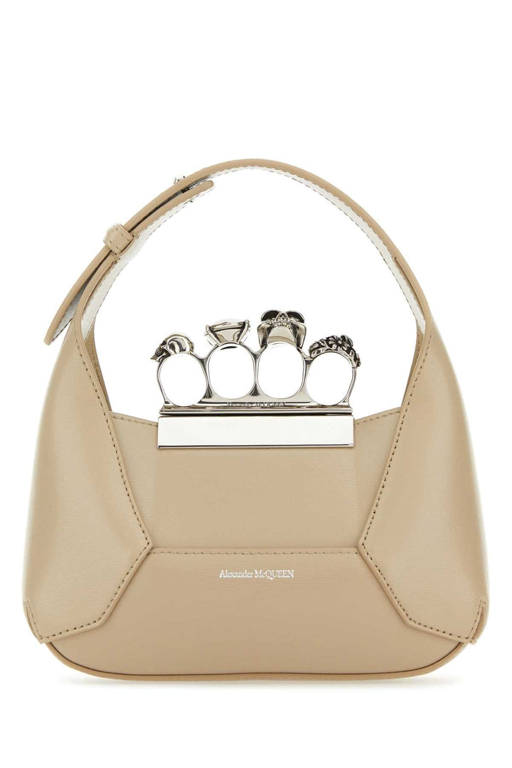 Alexander Mcqueen Women Sand Leather Mini Jewelled Hobo Handbag