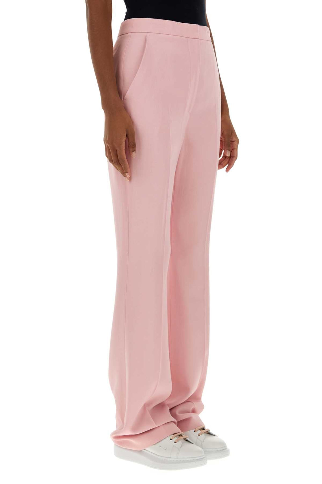 Alexander Mcqueen Women Pastel Pink Crepe Cigarette Pant