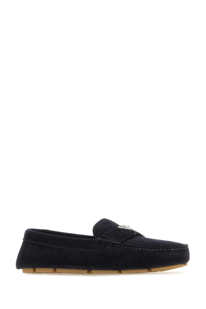 Prada Men Dark Blue Suede Loafers