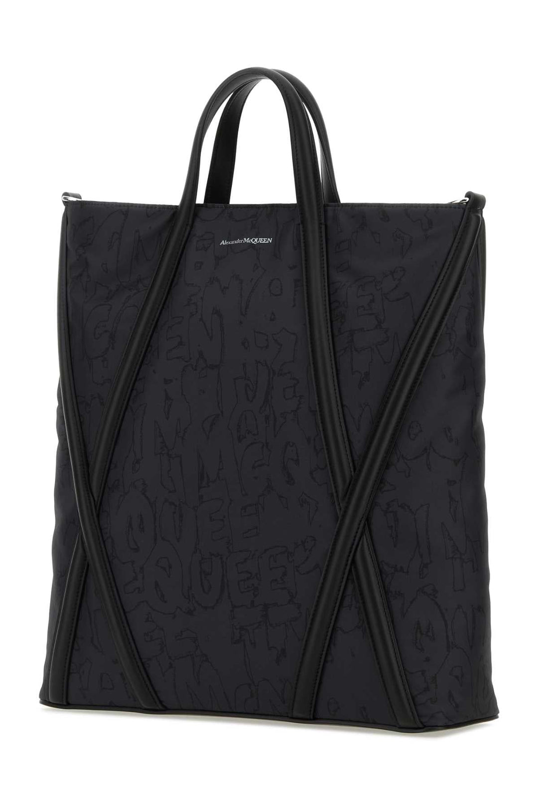 Alexander Mcqueen Men Black Nylon The Harness Shopping Bag