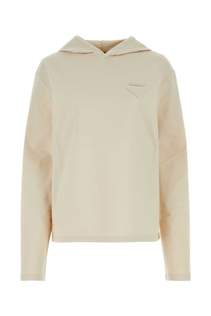 Prada Women Sand Stretch Cotton Oversize Sweatshirt