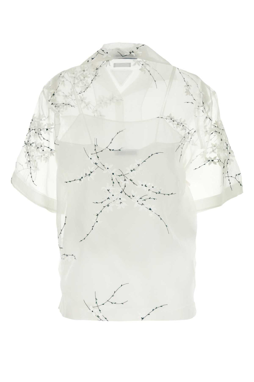 Prada Women White Silk Blend See-Through Shirt