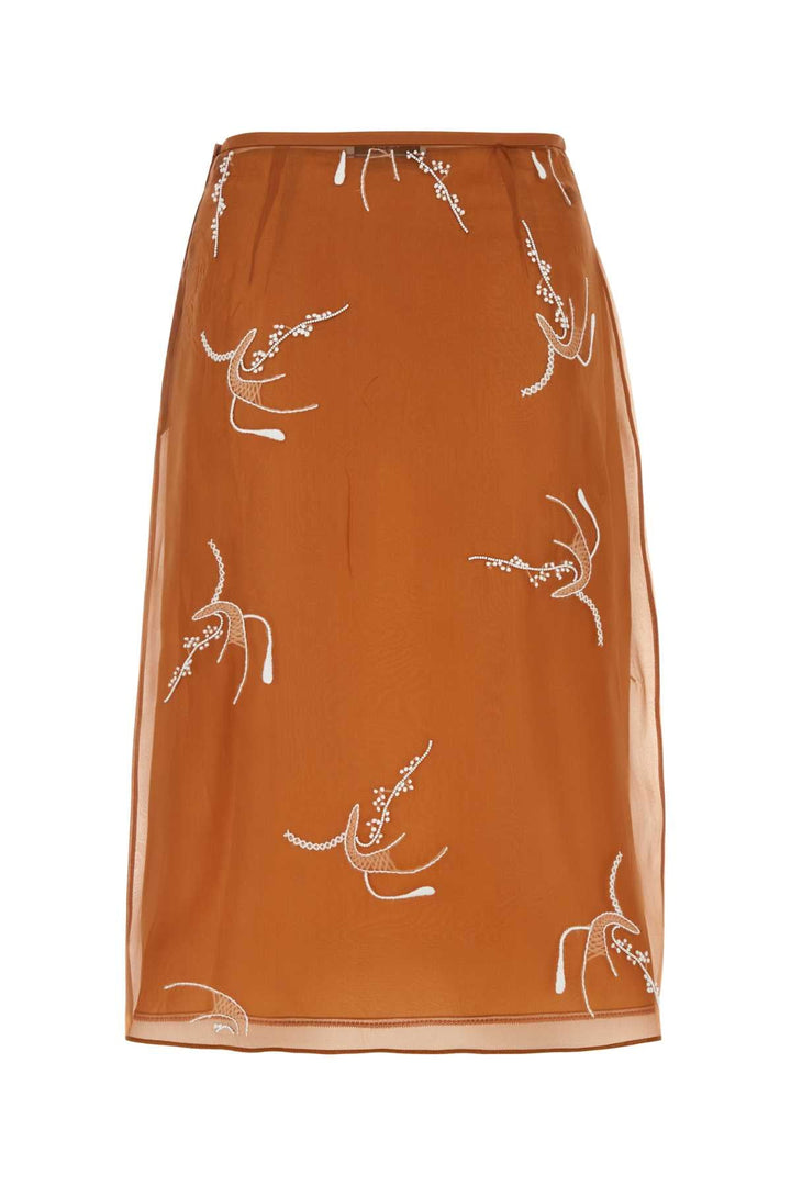 Prada Women Copper Organza Skirt