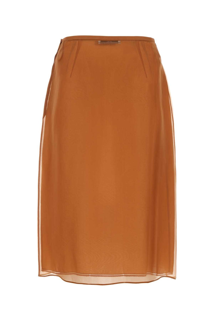 Prada Women Copper Organza See-Through Skirt