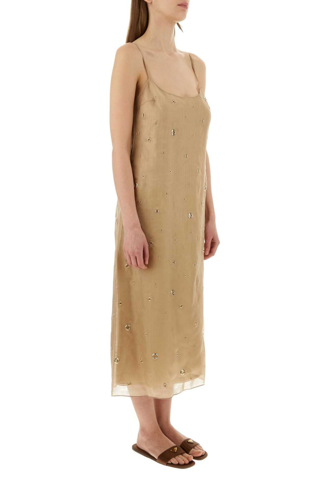 Prada Women Beige Organza Dress
