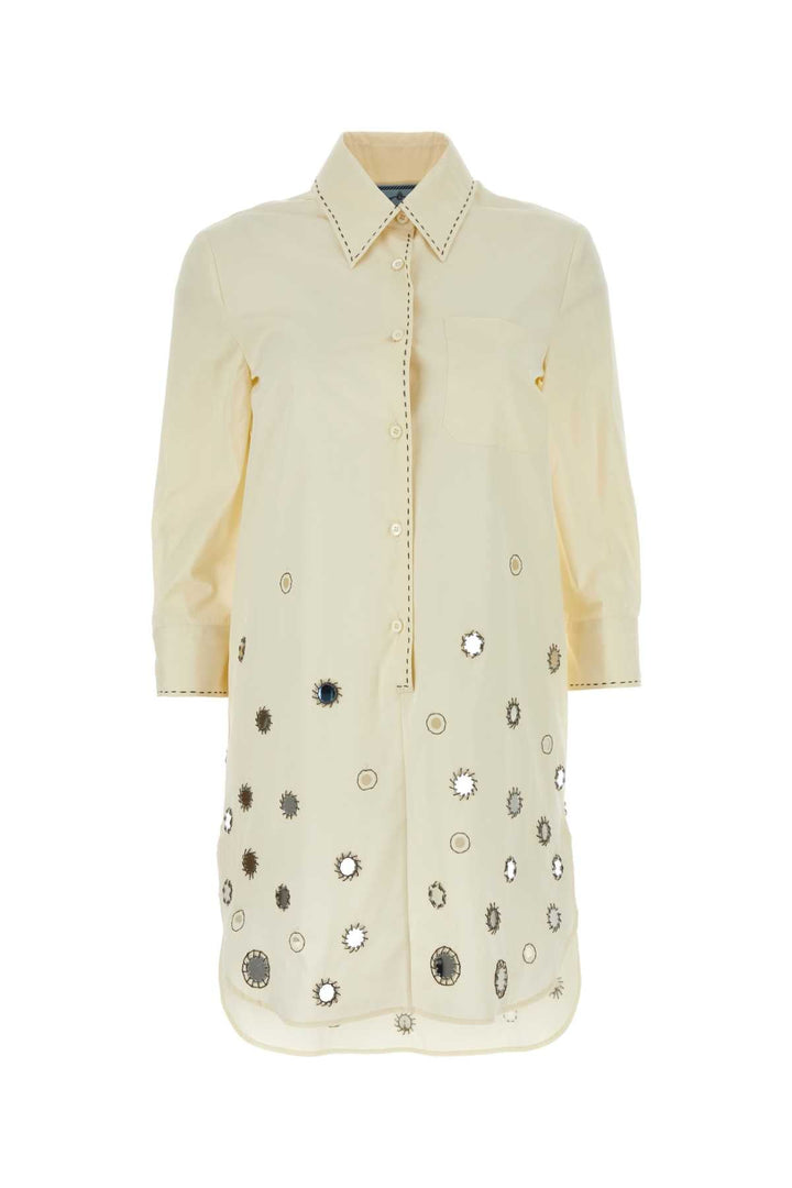 Prada Women Sand Cotton Shirt Dress