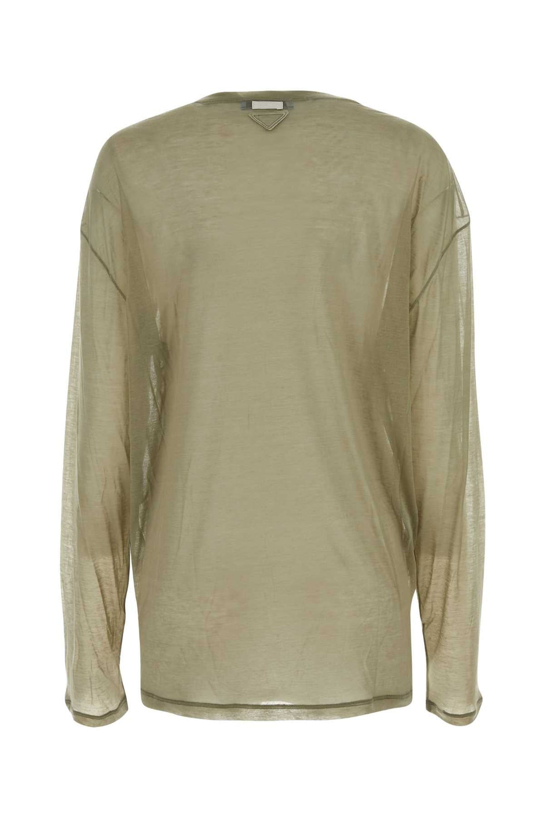 Prada Women Khaki Lyocell Blend Oversize T-Shirt