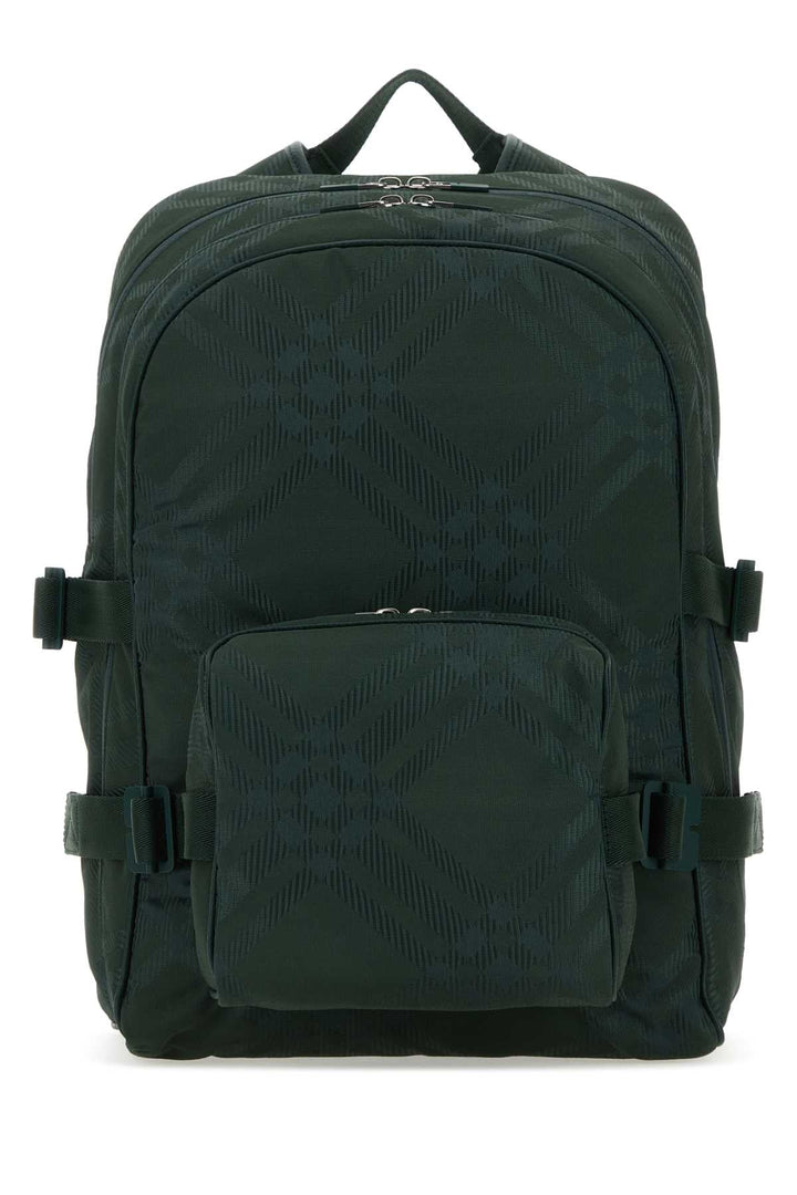 Burberry Men Bottle Green Nylon Blend Check Backpack