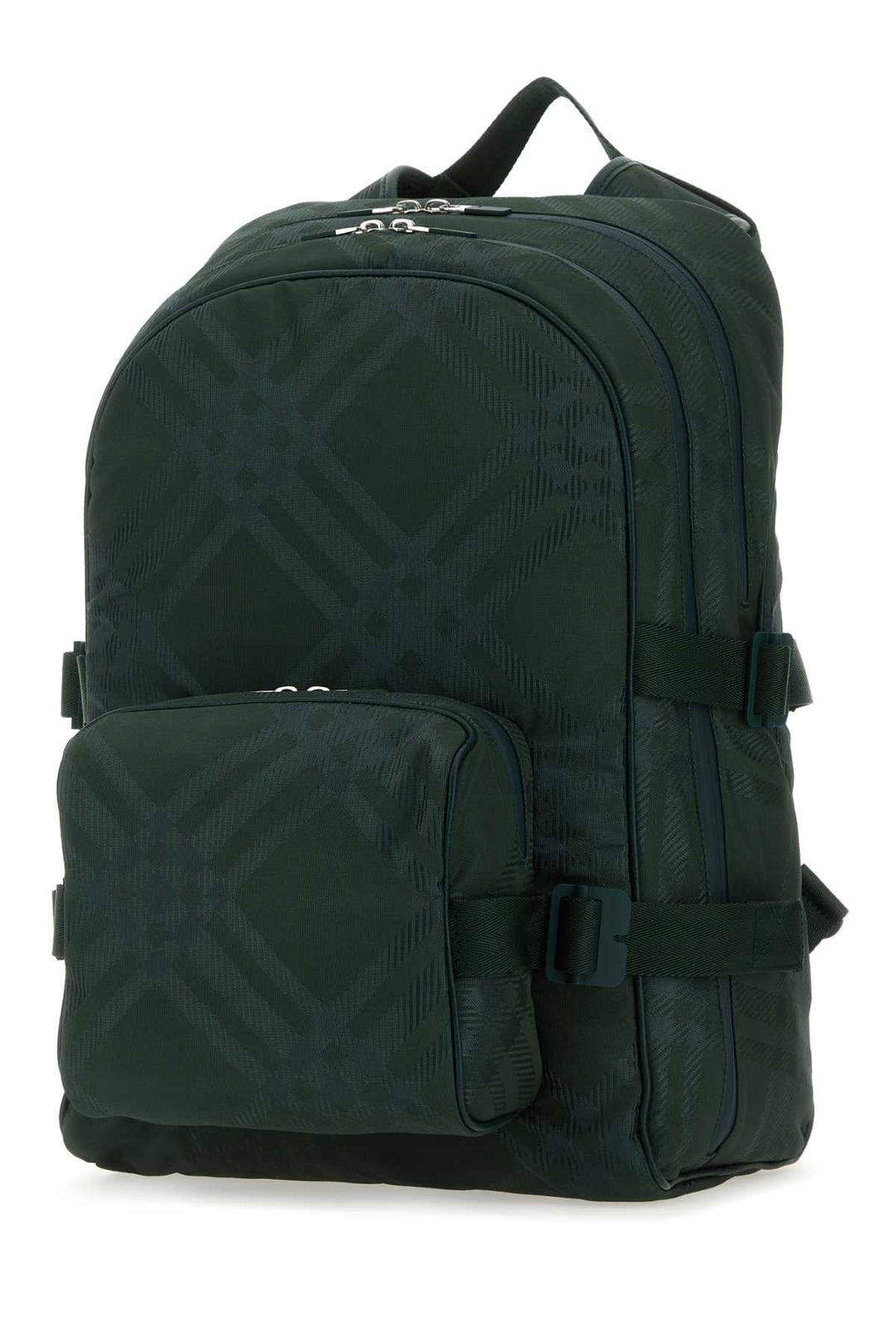 Burberry Men Bottle Green Nylon Blend Check Backpack
