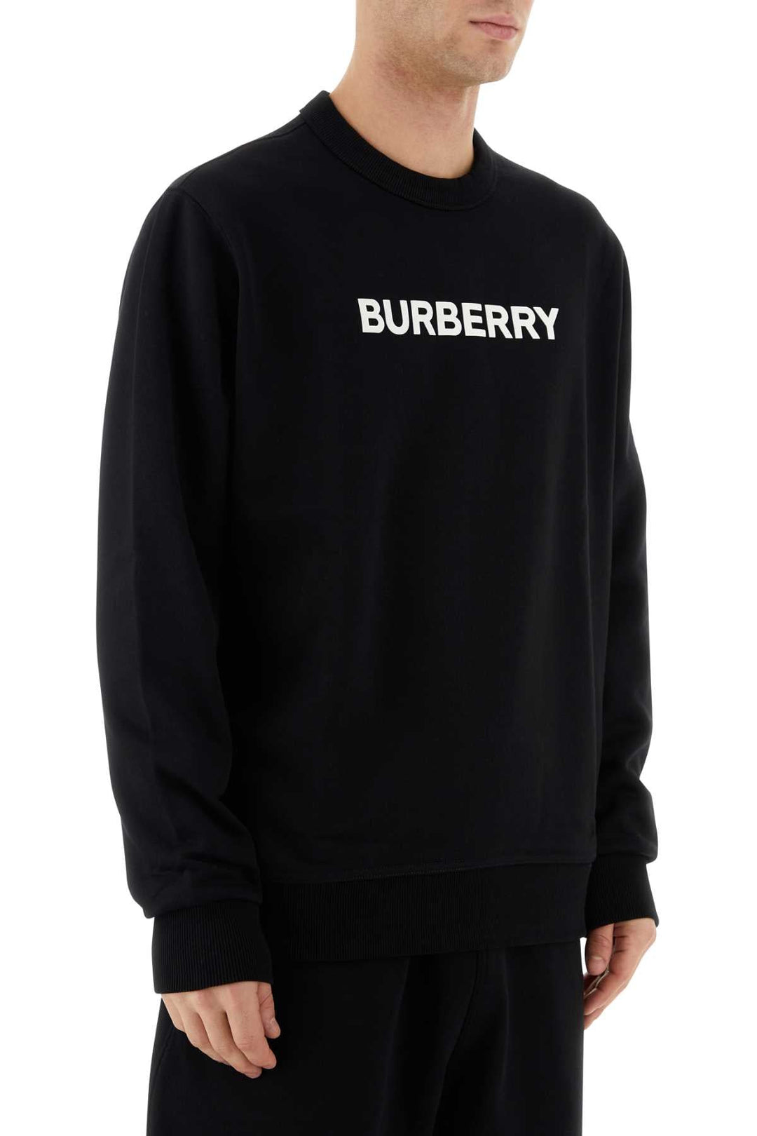 Burberry Men Black Stretch Cotton Oversize Sweater