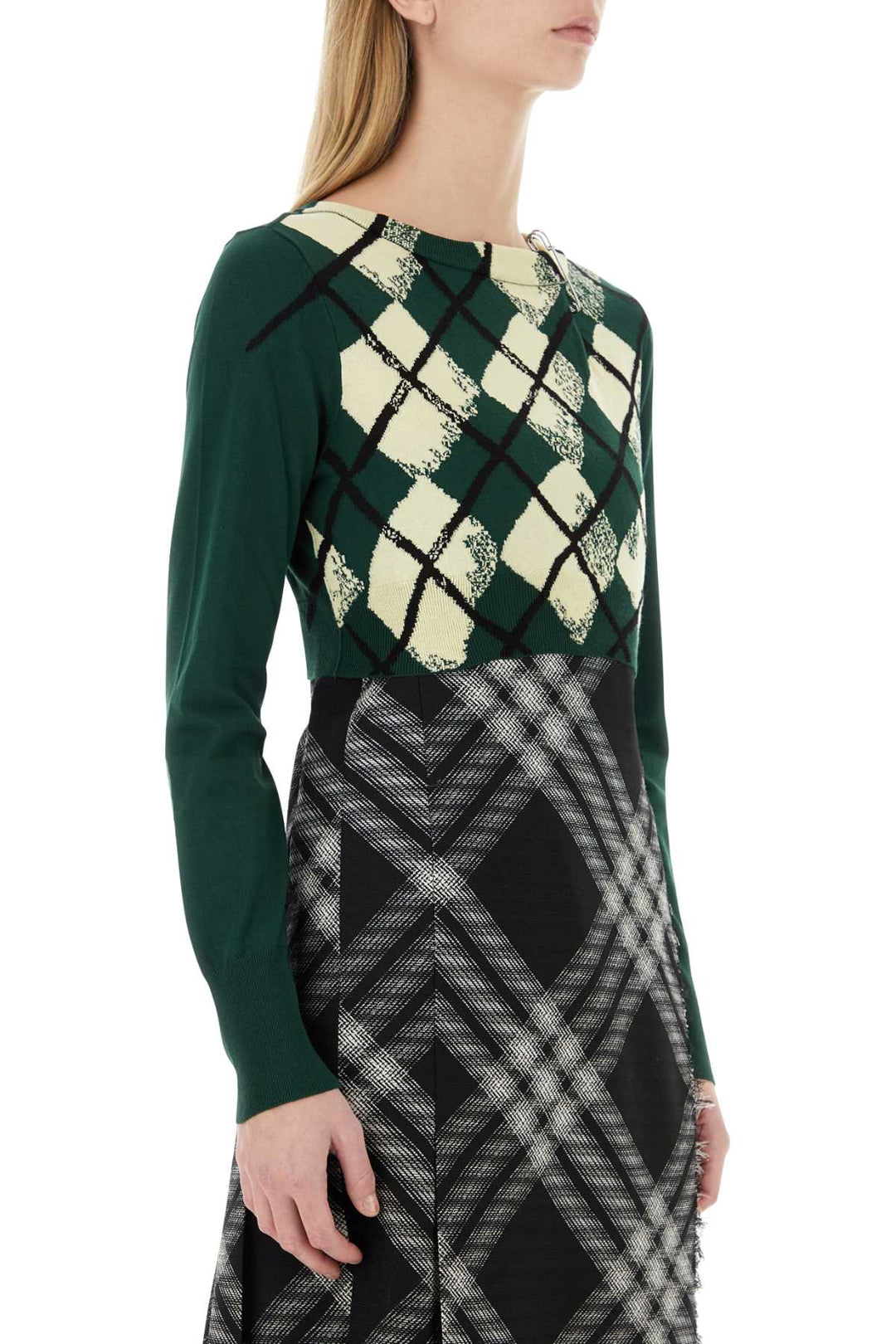 Burberry Women Bottle Green Cotton Sweater