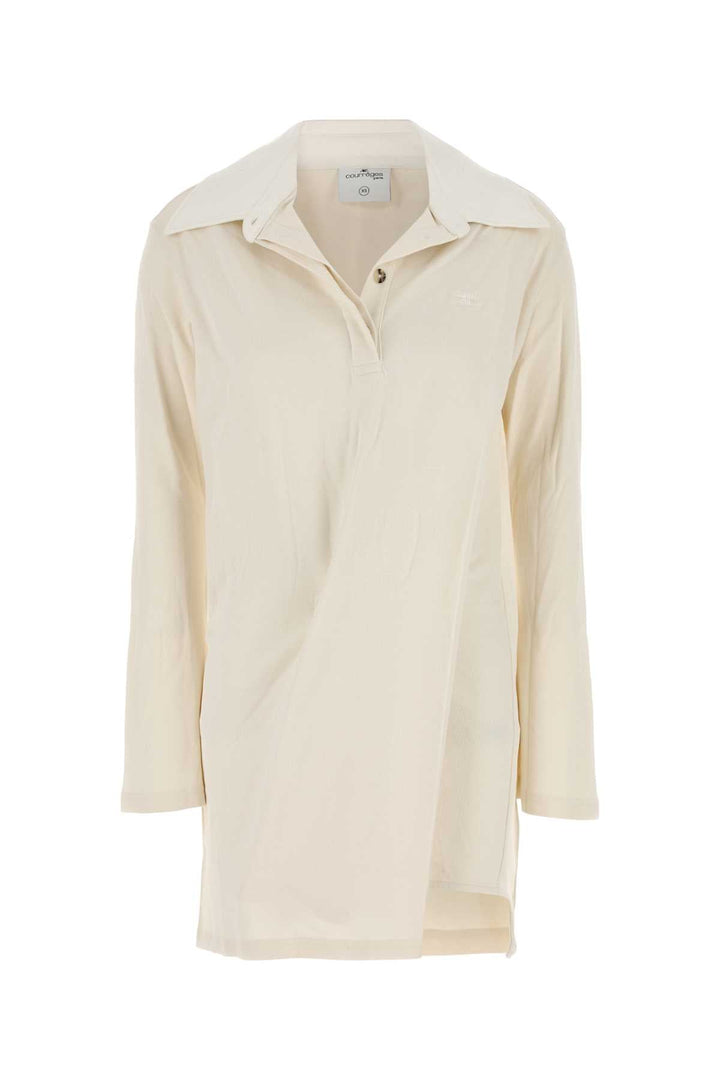 Courreges Women Ivory Cotton Blend Polo Dress