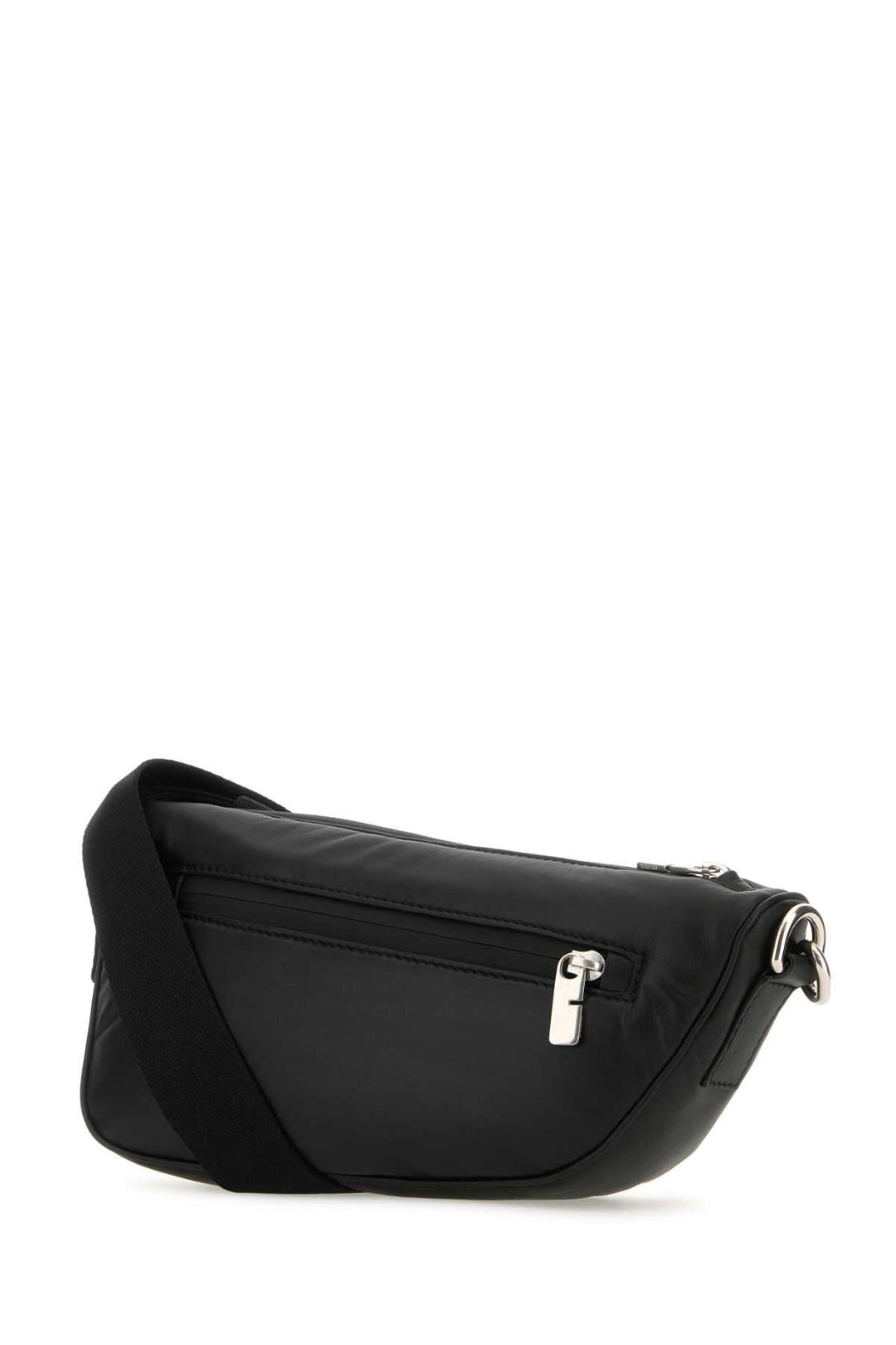 Burberry Men Black Leather Shield Crossbody Bag