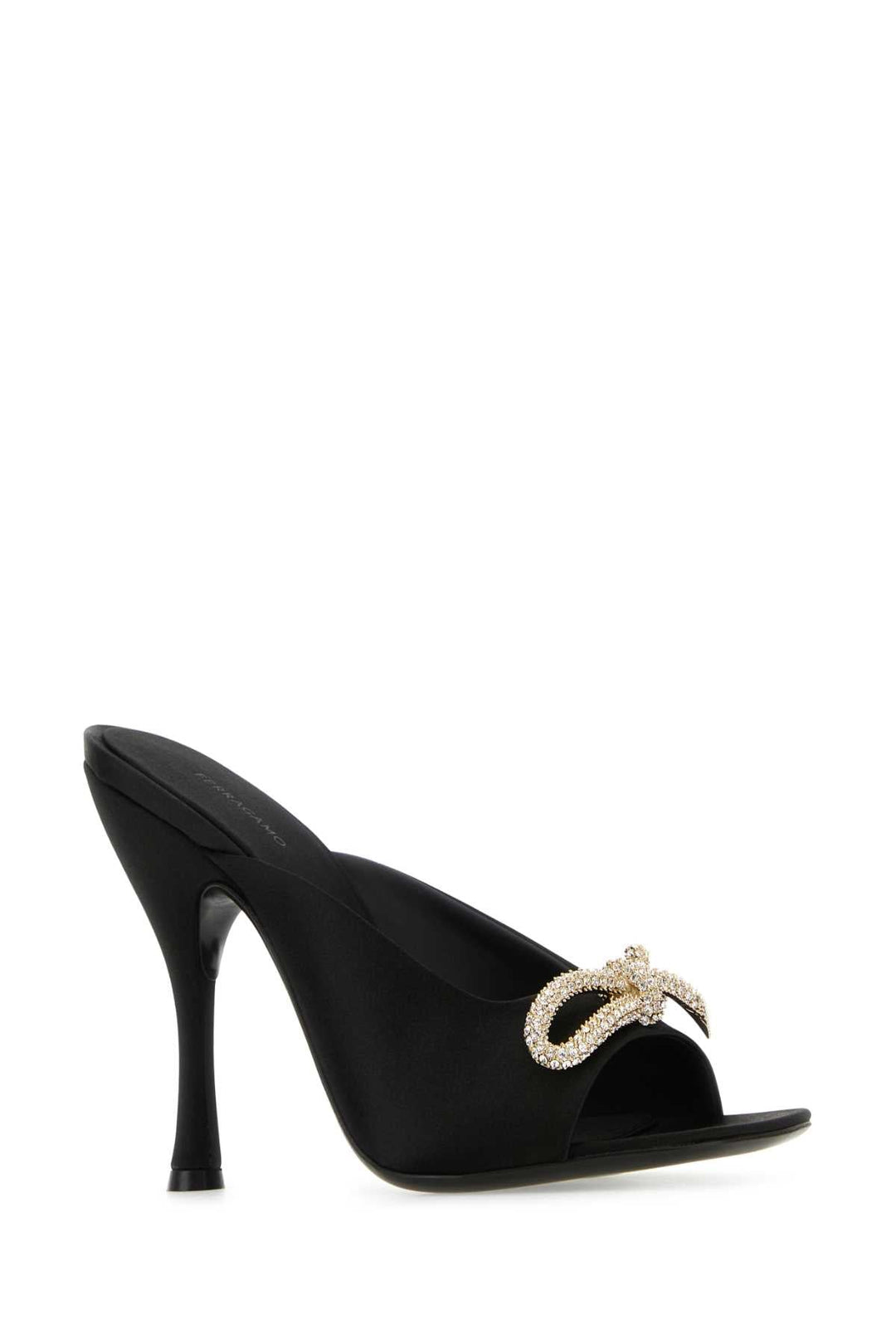 Salvatore Ferragamo Women Black Satin Mules