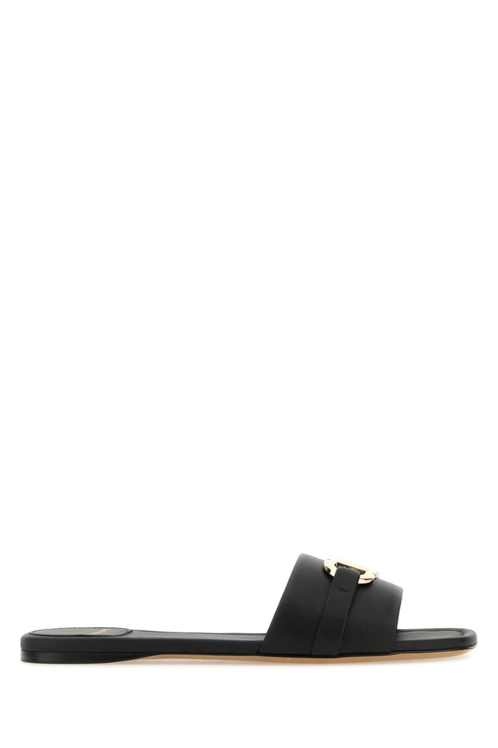 Salvatore Ferragamo Women Black Leather Gancini Slippers